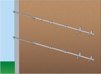 Helical tiebacks for bowing walls